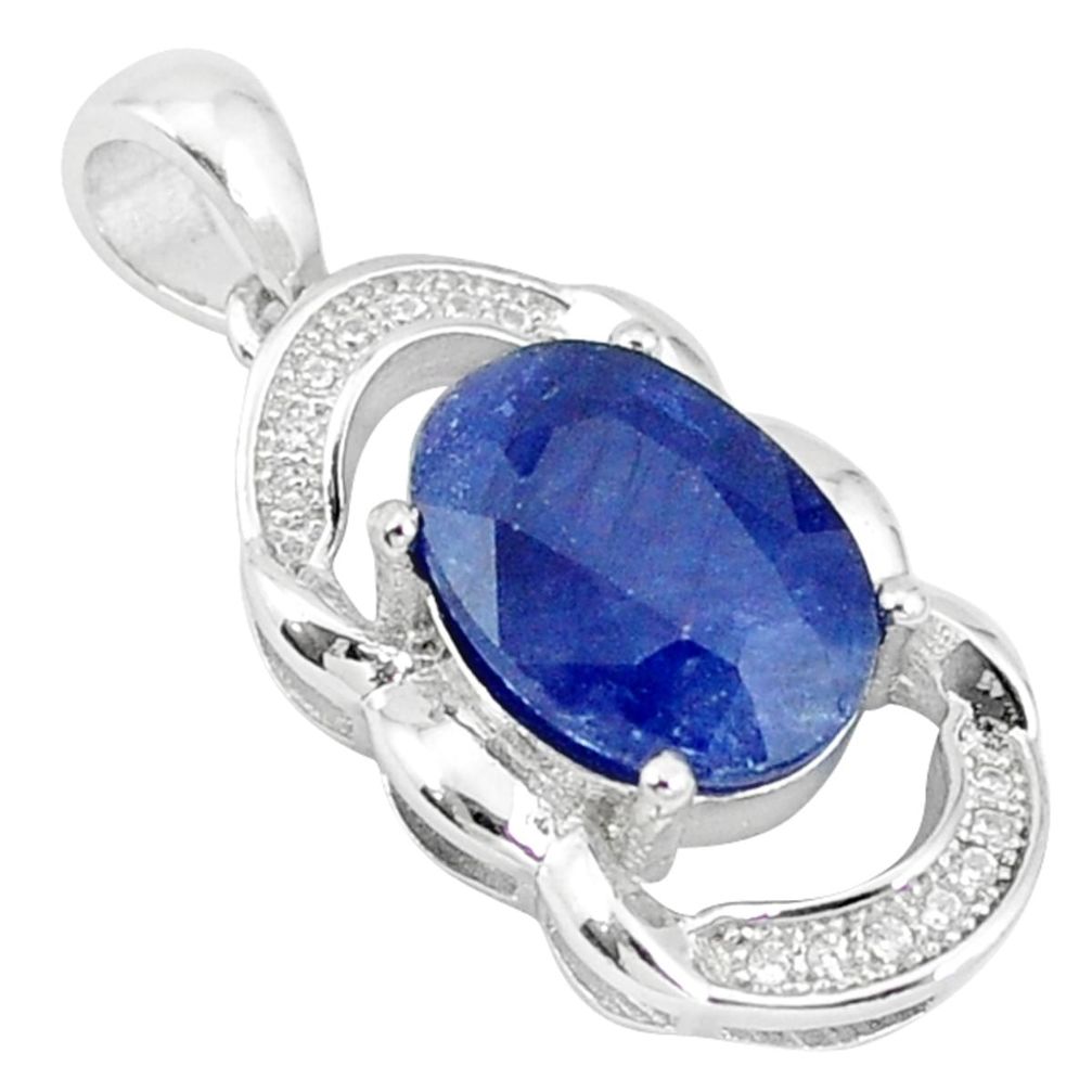 Natural blue sapphire topaz 925 sterling silver pendant jewelry a52882