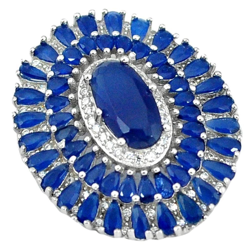 Blue sapphire quartz topaz 925 sterling silver pendant jewelry a55821