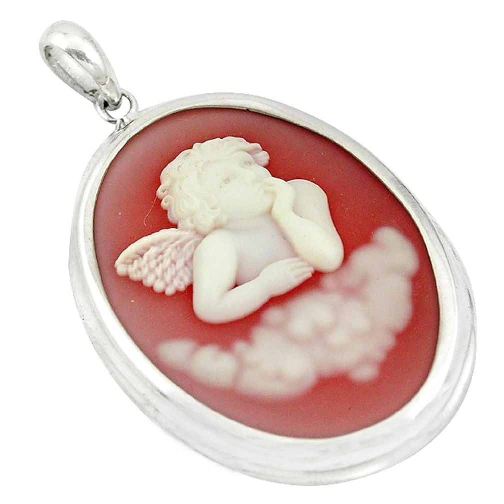 925 sterling silver white baby wing cameo pendant jewelry a63640