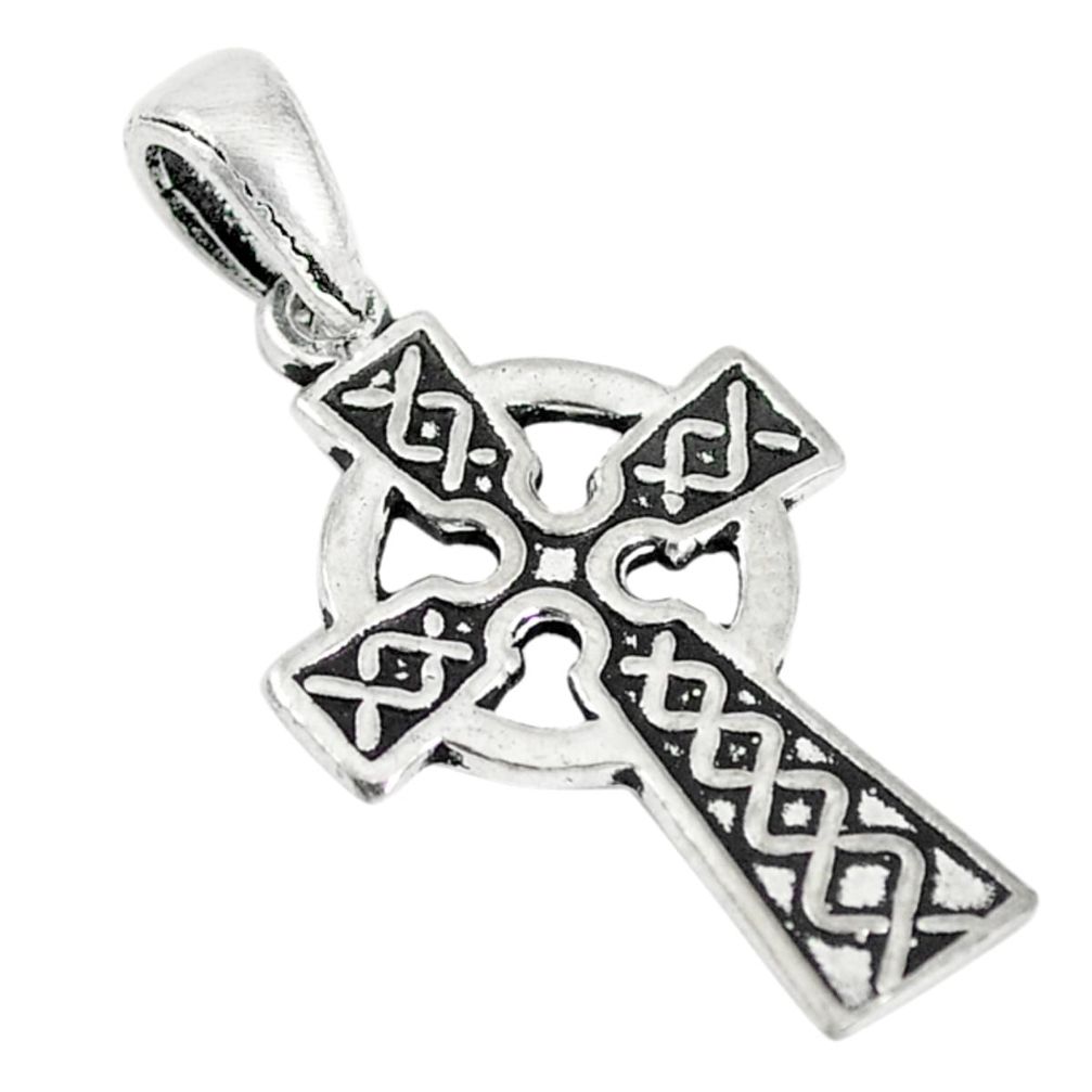 Indonesian bali style solid 925 sterling silver holy cross pendant a72683