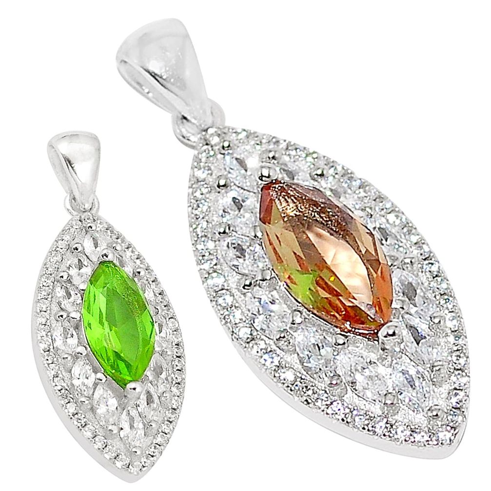 Green alexandrite (lab) topaz 925 sterling silver pendant jewelry a75120