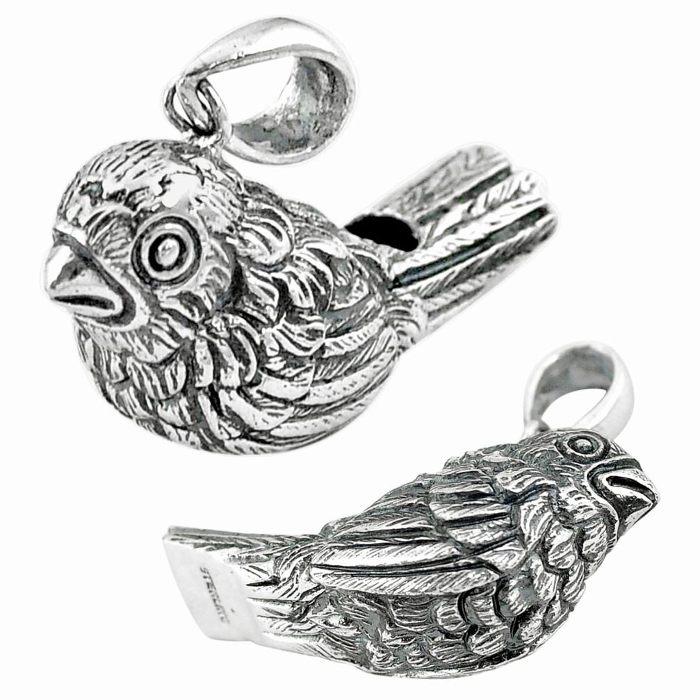 11.24gms whistle edwardian style bird 925 sterling silver pendant jewelry a82051
