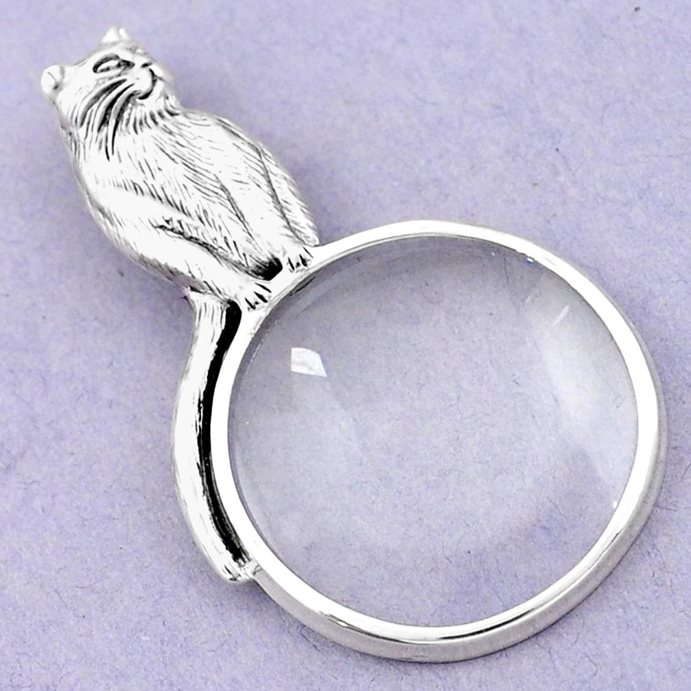 Magnifying glass 925 sterling silver edwardian cat pendant jewelry a82076