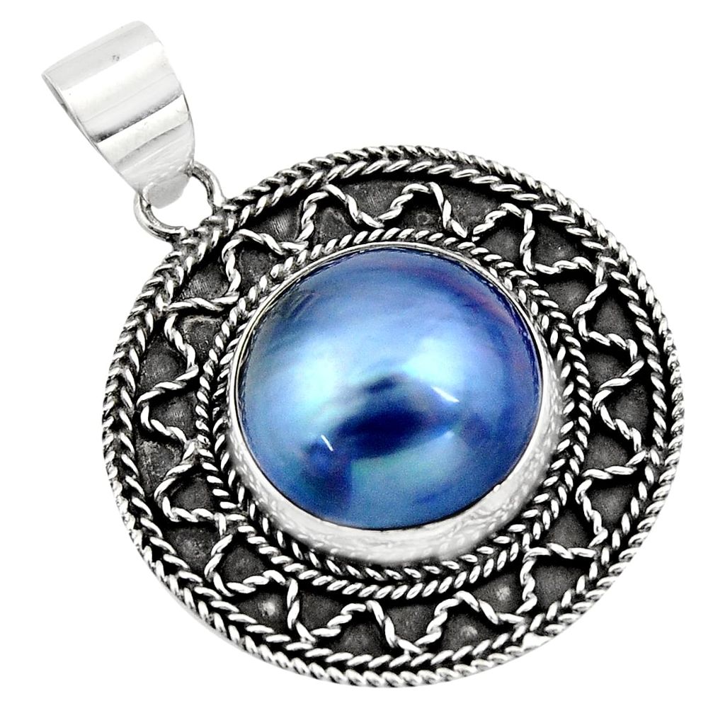 13.28cts natural titanium pearl 925 sterling silver pendant jewelry c7807