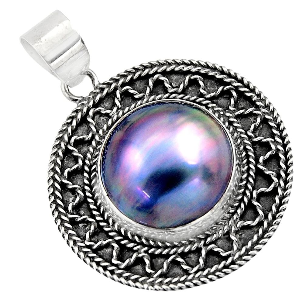 13.71cts natural titanium pearl 925 sterling silver pendant jewelry c7810