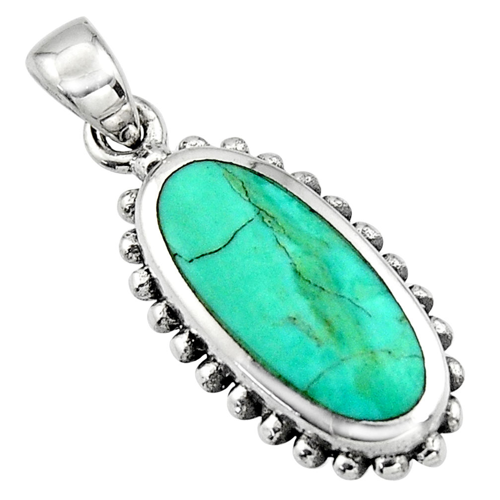 4.02gms green arizona mohave turquoise enamel 925 sterling silver pendant c7939