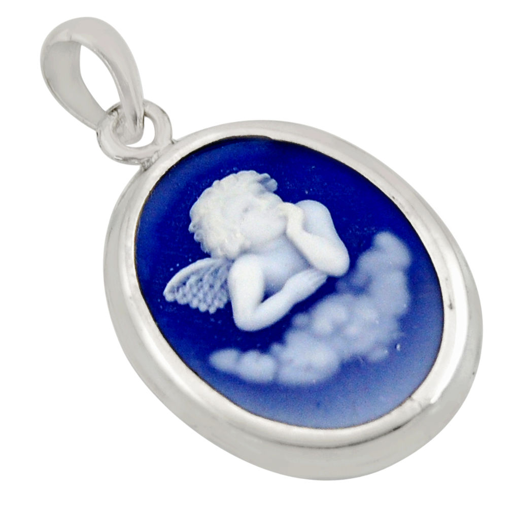 7.23cts white baby wing cameo 925 sterling silver pendant jewelry c8521