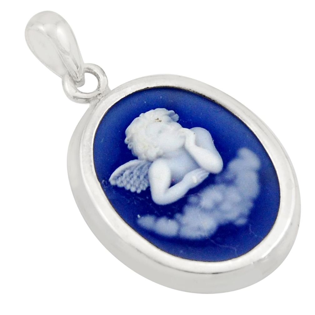 7.55cts white baby wing cameo 925 sterling silver pendant jewelry c8522