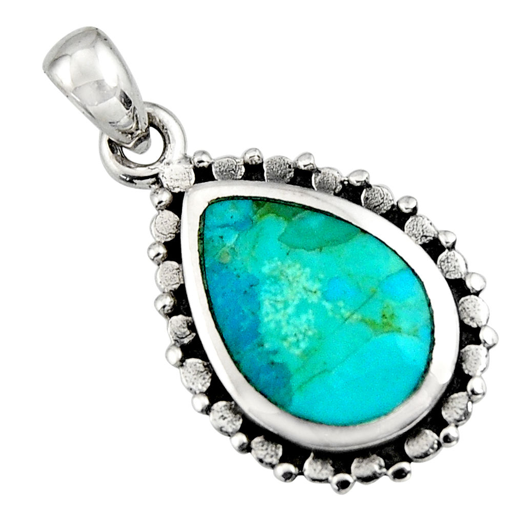 3.83cts green arizona mohave turquoise 925 sterling silver pendant jewelry c8564