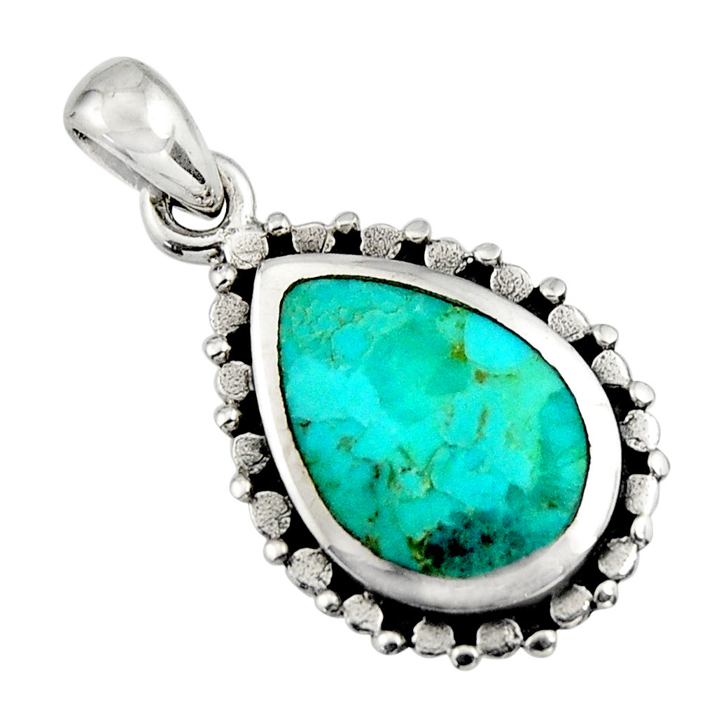 3.83cts green arizona mohave turquoise 925 sterling silver pendant jewelry c8567