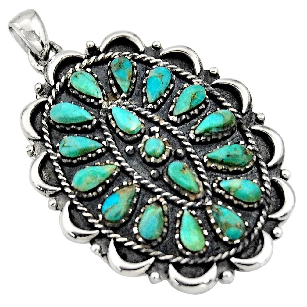4.36cts green arizona mohave turquoise 925 sterling silver pendant jewelry c8639
