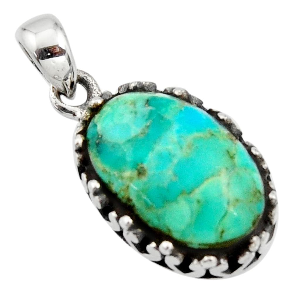 7.04cts green arizona mohave turquoise 925 sterling silver pendant jewelry c8822