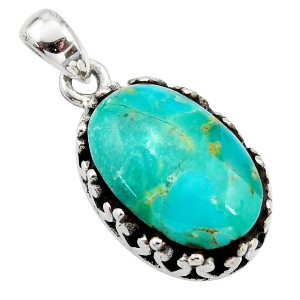 7.50cts green arizona mohave turquoise 925 sterling silver pendant jewelry c8825