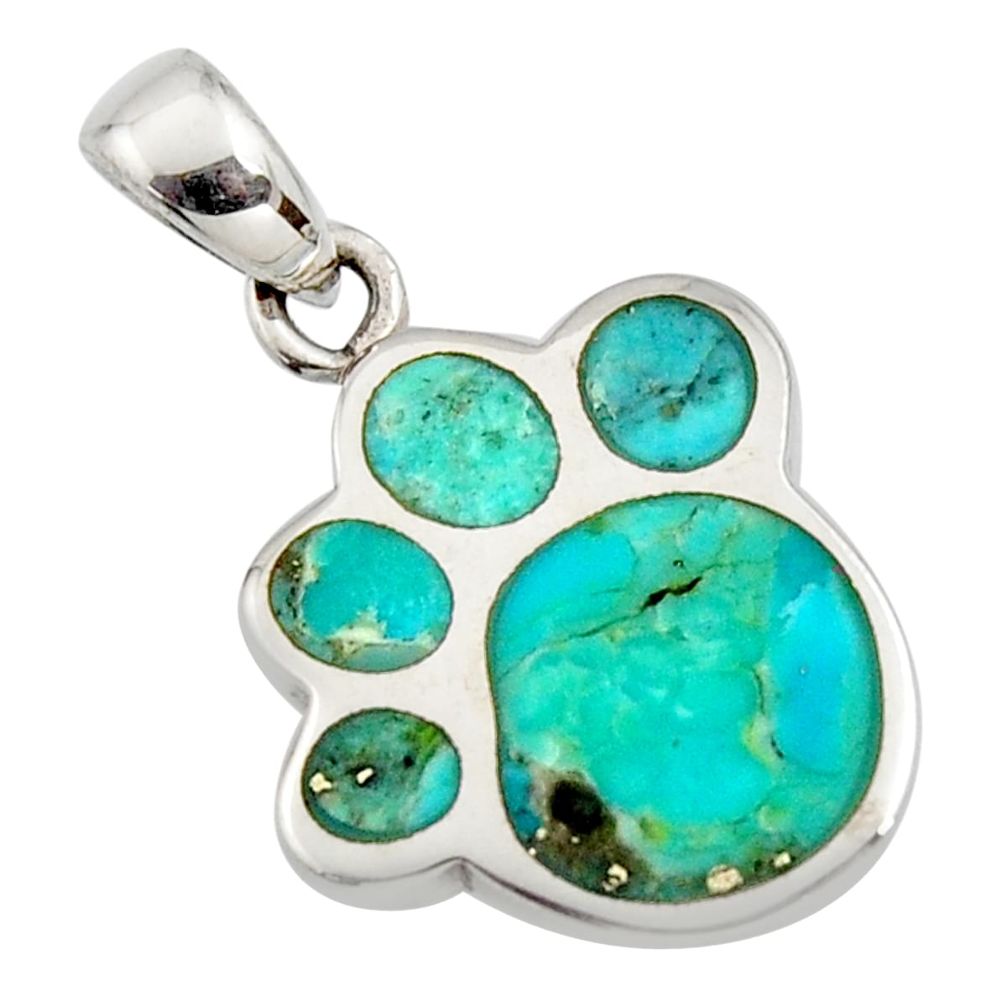 3.48gms green arizona mohave turquoise enamel 925 sterling silver pendant c8836