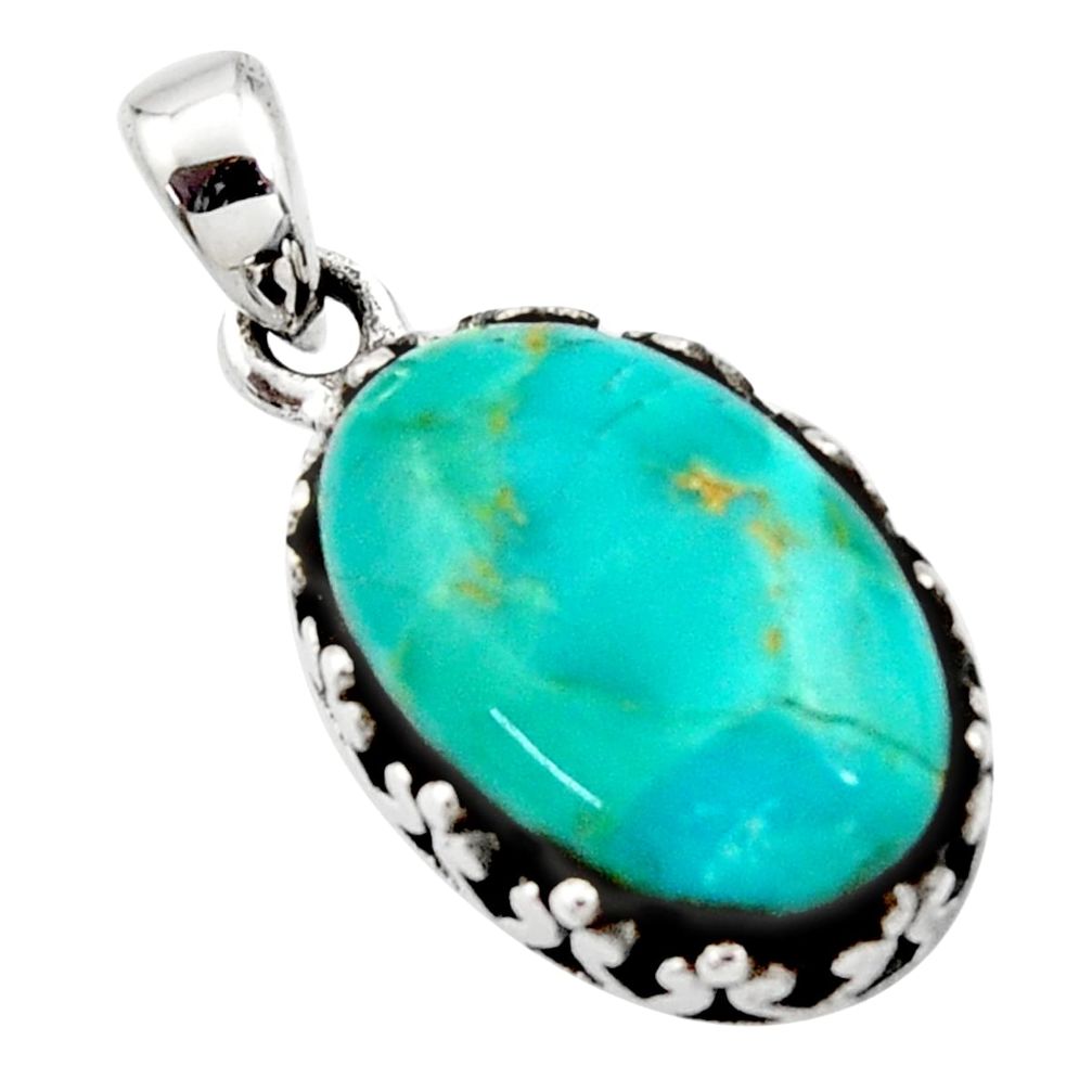 7.50cts green arizona mohave turquoise 925 sterling silver pendant jewelry c8838