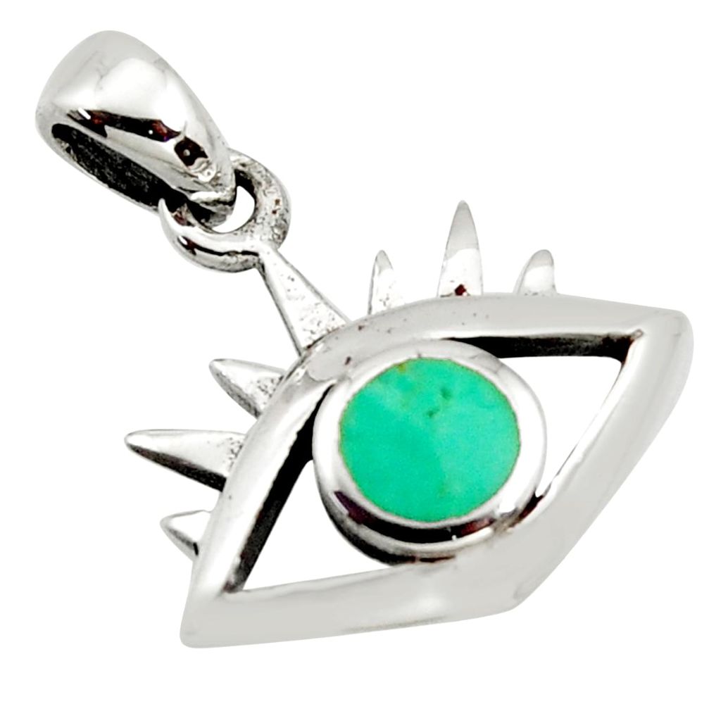 3.48gms green arizona mohave turquoise enamel 925 sterling silver pendant c8839