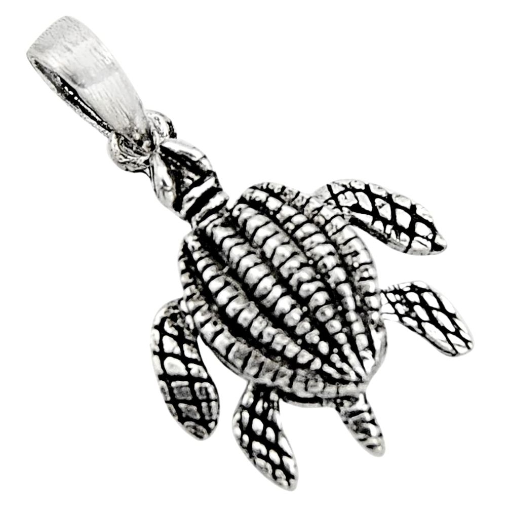 2.69gms indonesian bali style solid 925 sterling silver turtle pendant c8954