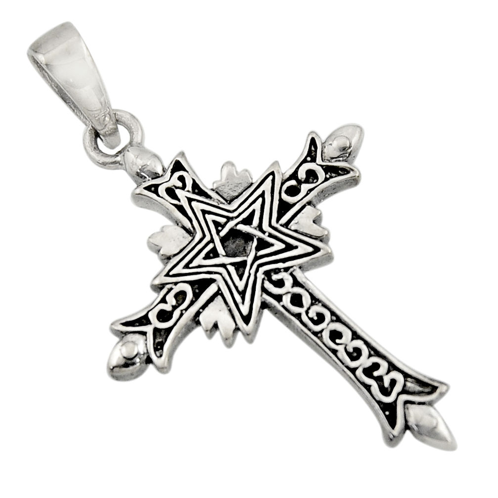 5.48gms indonesian style 925 sterling silver religious holy cross pendant c8965