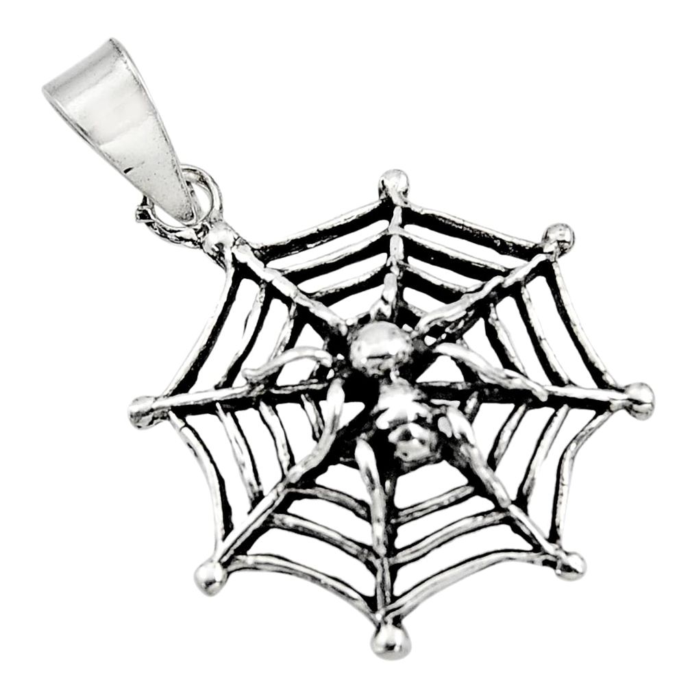 2.69gms indonesian bali style solid 925 silver spider web pendant jewelry c8990