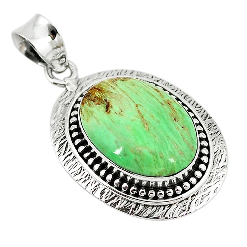 Natural green variscite oval 925 sterling silver pendant jewelry d10082