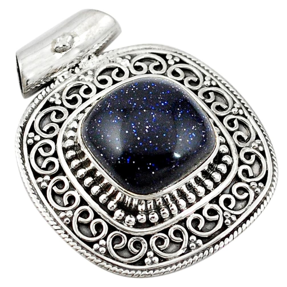 Natural blue goldstone 925 sterling silver pendant jewelry d11242