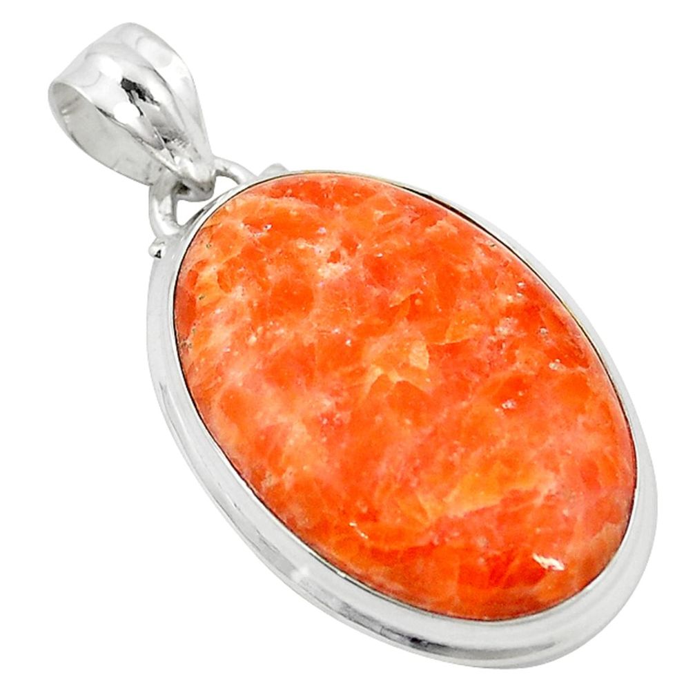 Natural orange calcite 925 sterling silver pendant jewelry d11606