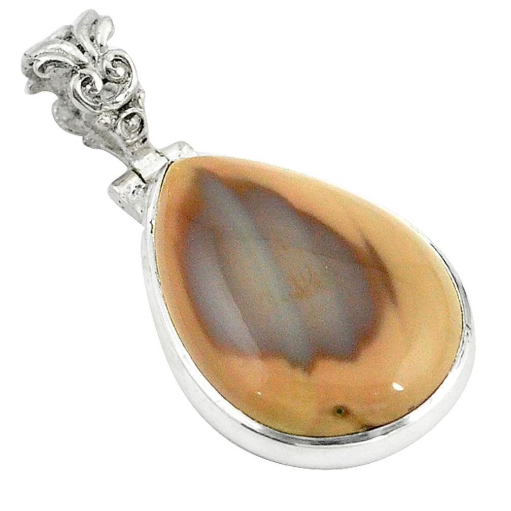 Natural brown imperial jasper 925 sterling silver pendant jewelry d11855