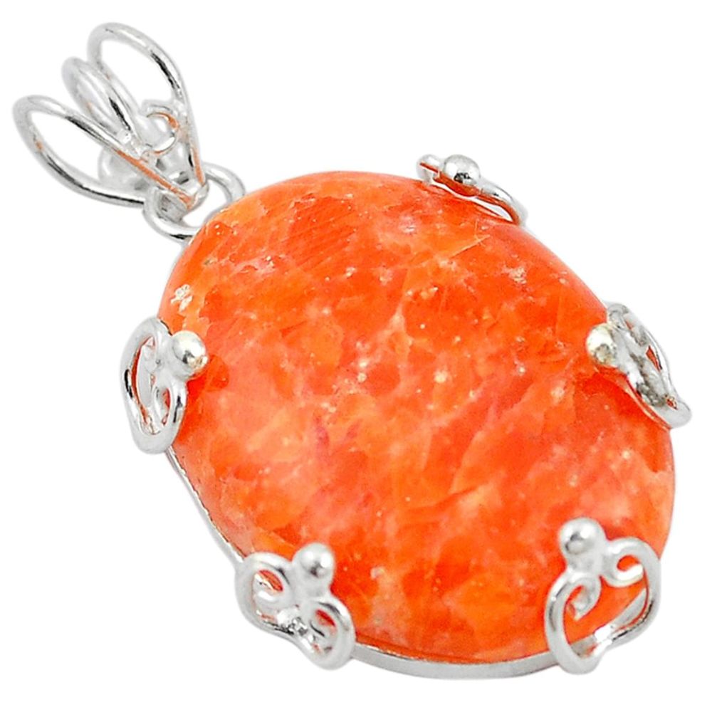 Natural orange calcite 925 sterling silver pendant jewelry d12111