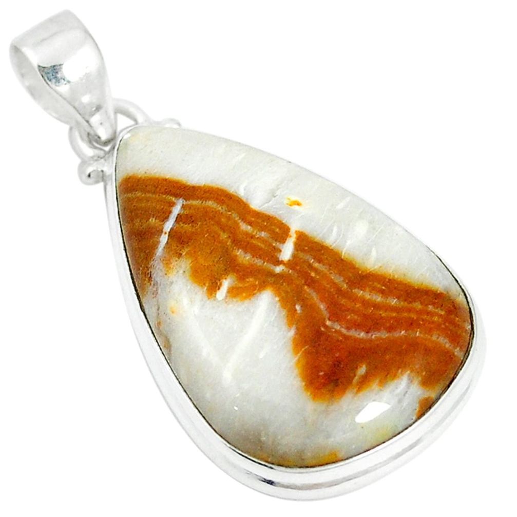 Natural brown picture jasper 925 sterling silver pendant jewelry d12131