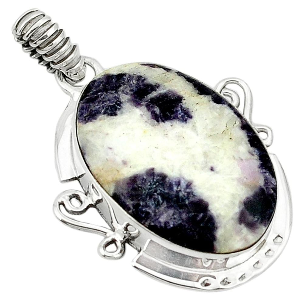 Natural purple chevron amethyst 925 sterling silver pendant d1284