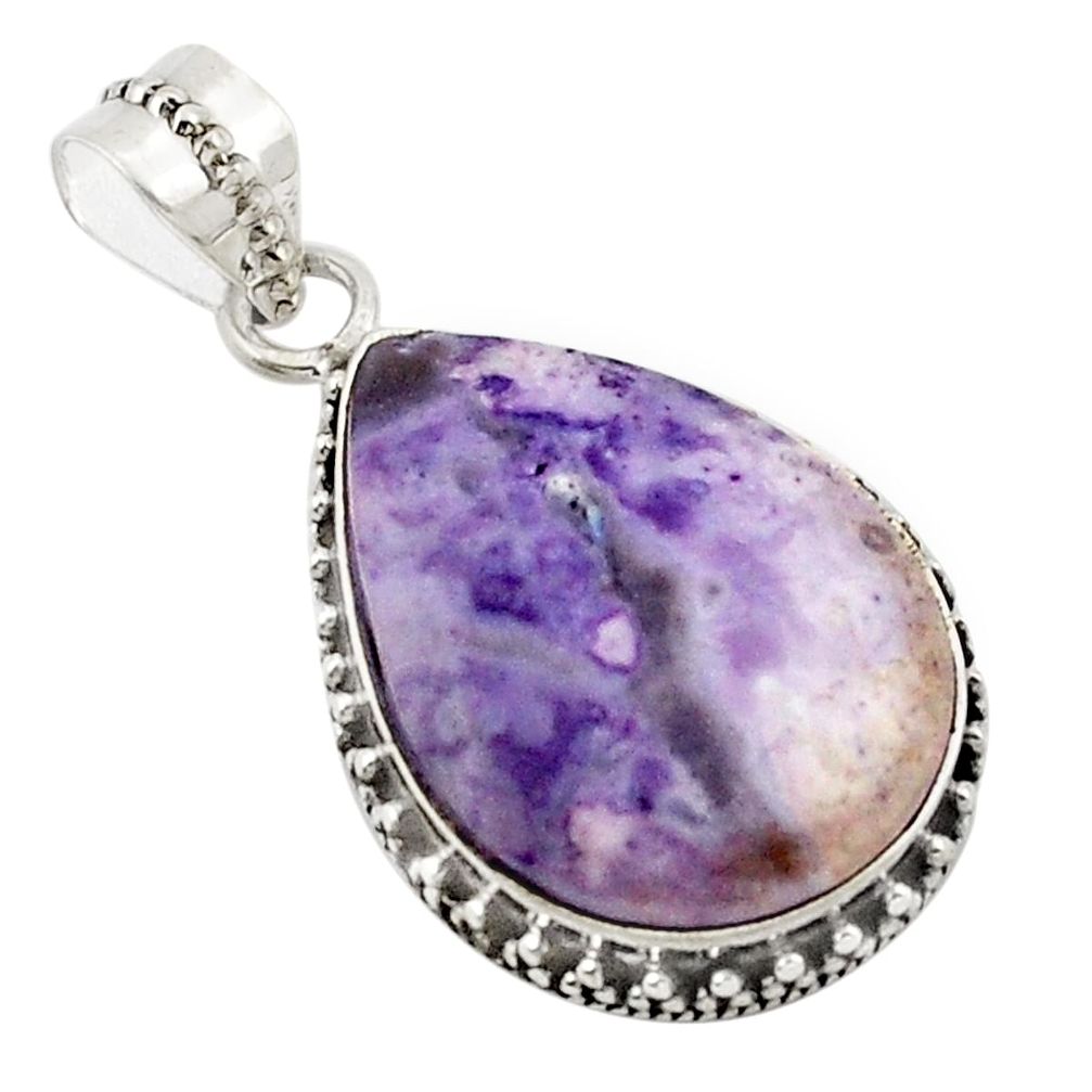 Natural purple tiffany stone 925 sterling silver pendant jewelry d21016