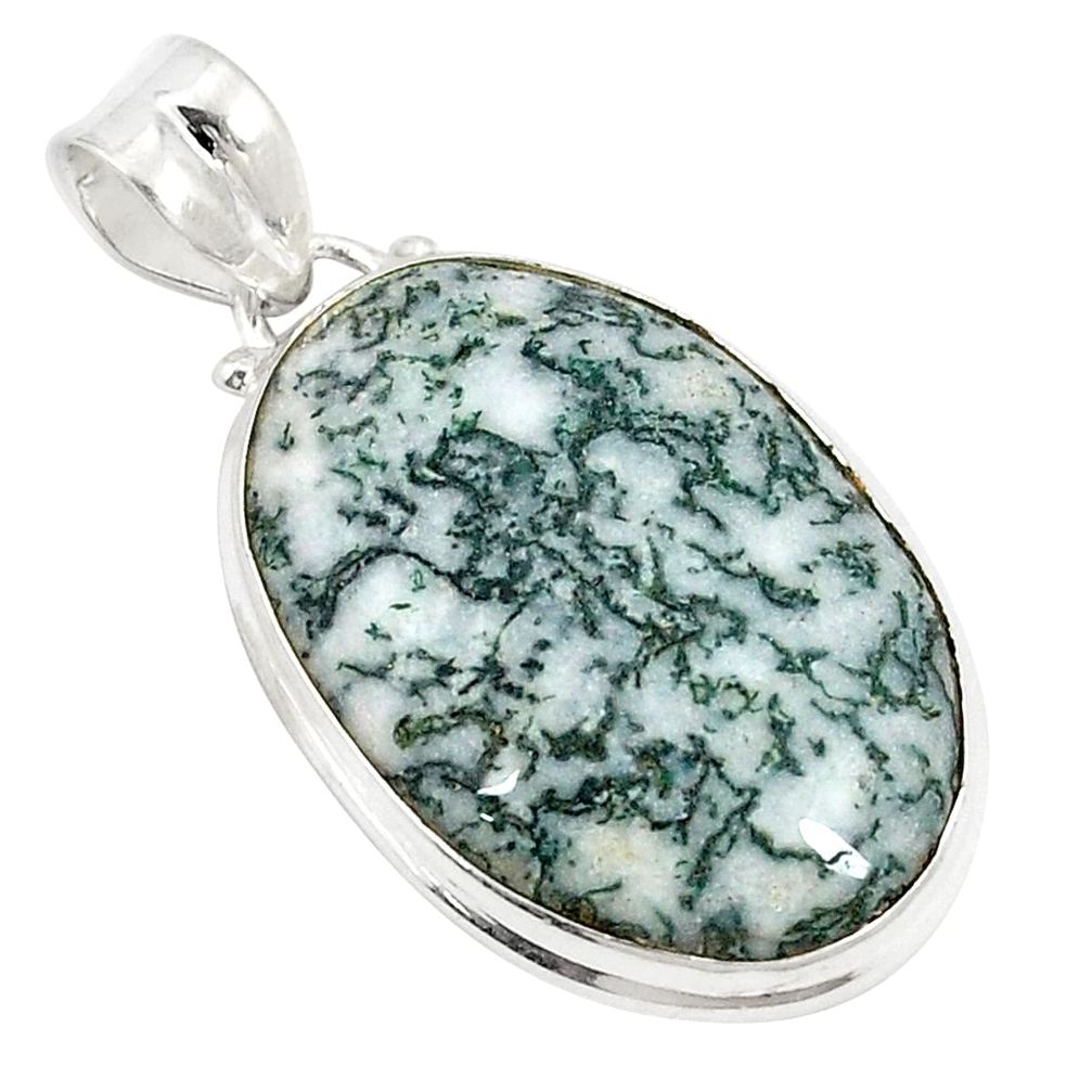 Natural white tree agate 925 sterling silver pendant jewelry d21028