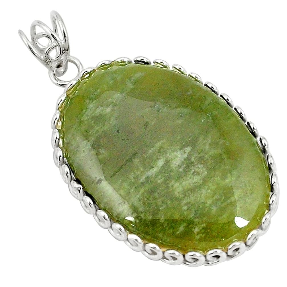 Natural green vasonite 925 sterling silver pendant jewelry d21060