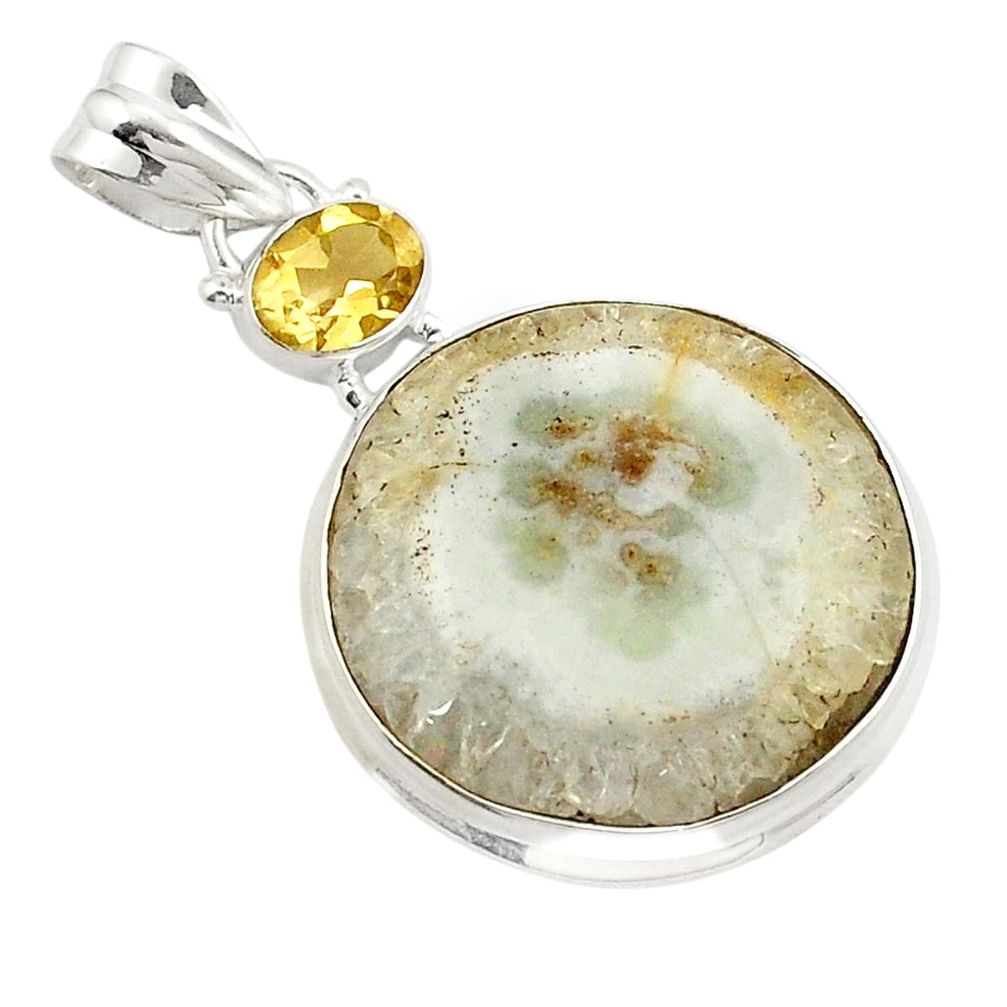 925 sterling silver natural white solar eye citrine pendant jewelry d21124