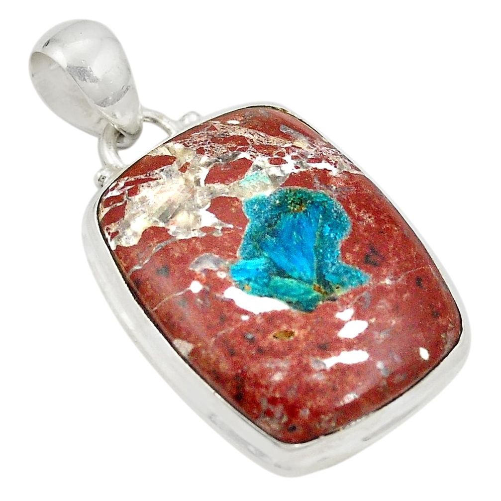 Natural blue cavansite octagan 925 sterling silver pendant jewelry d21851