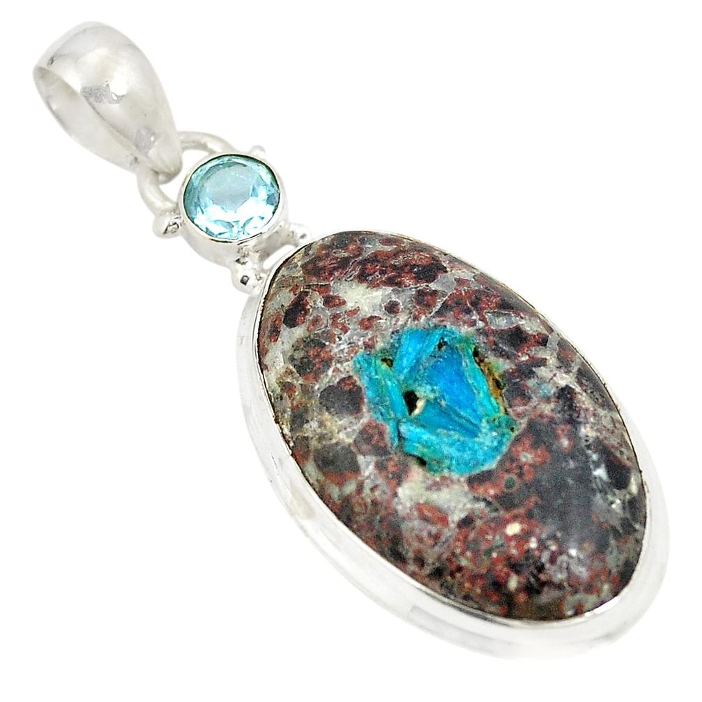 925 sterling silver natural blue cavansite topaz oval pendant jewelry d21860