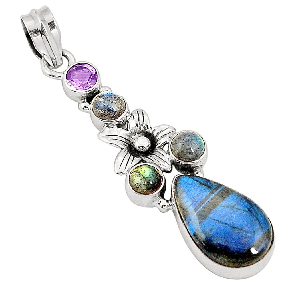 925 sterling silver natural blue labradorite amethyst pendant jewelry d22437