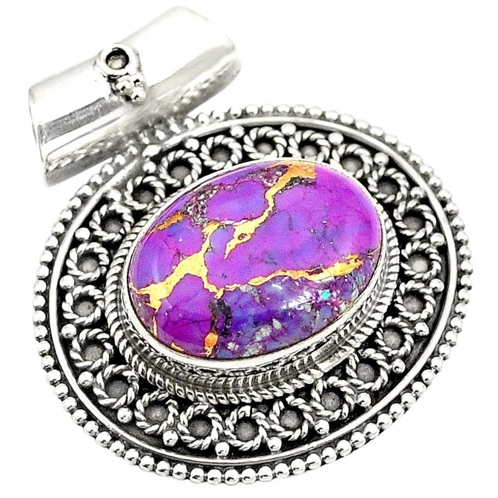 Purple copper turquoise 925 sterling silver pendant jewelry d24198