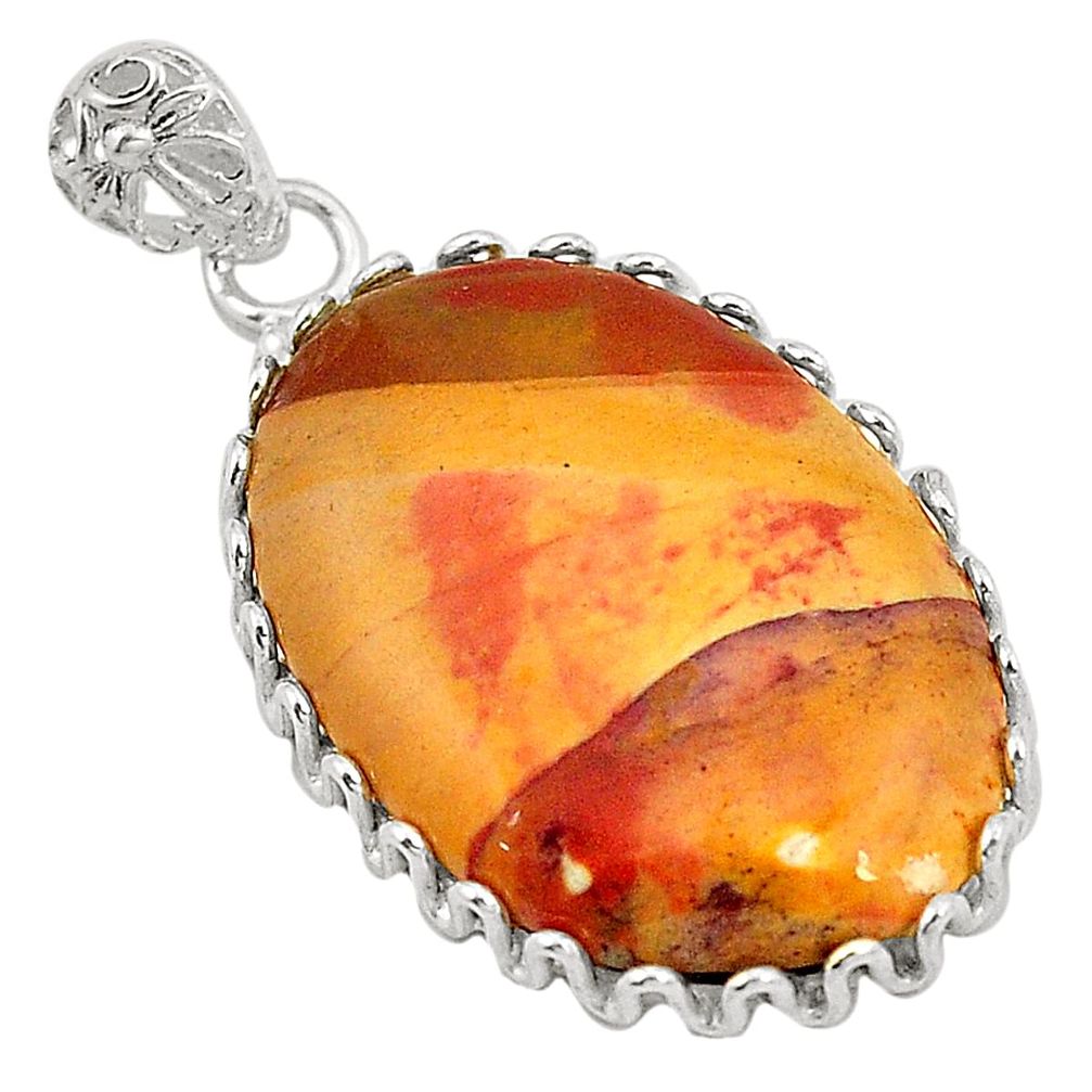 Natural brown mookaite 925 sterling silver pendant jewelry d24635