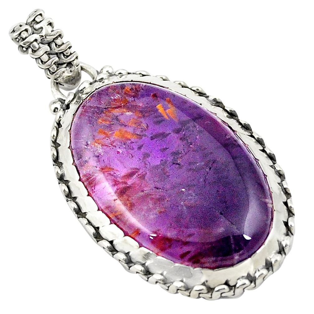 Natural purple cacoxenite super seven (melody stone) 925 silver pendant d24710