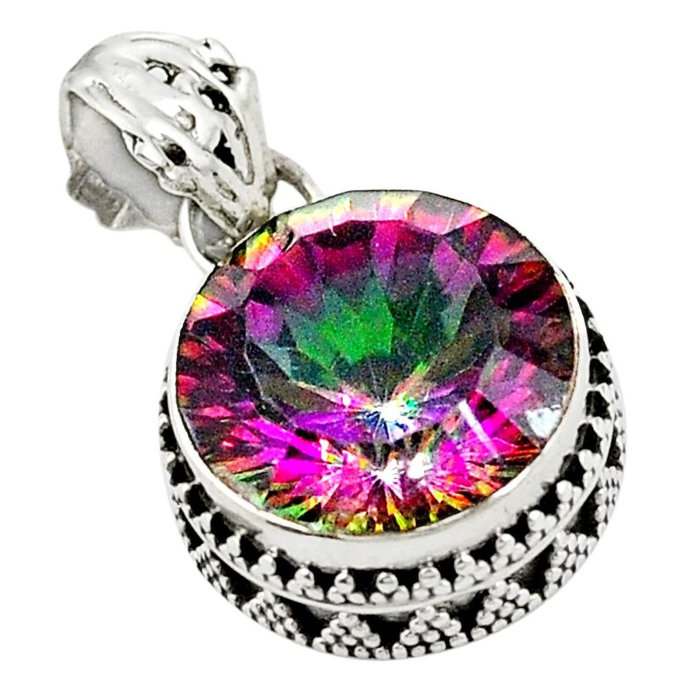 Multi color rainbow topaz 925 sterling silver pendant jewelry d25945