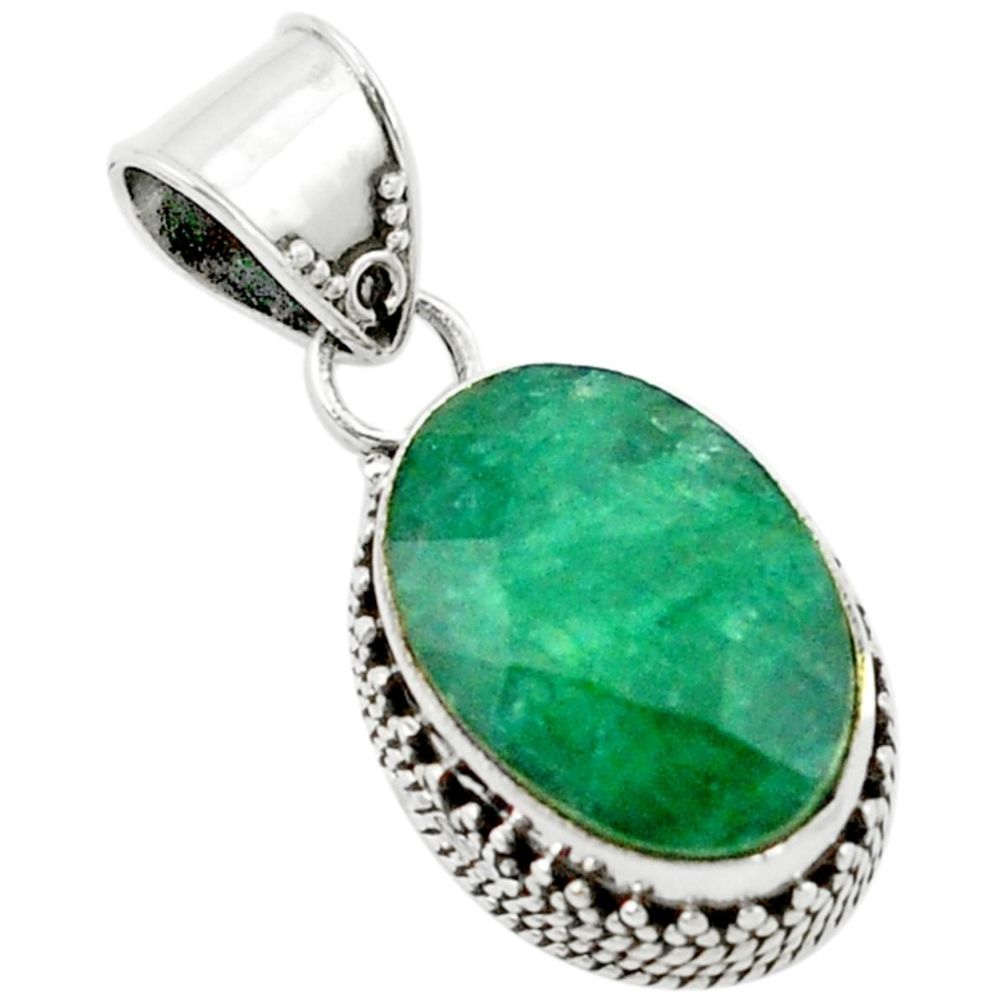 925 sterling silver natural green emerald oval pendant jewelry d2634