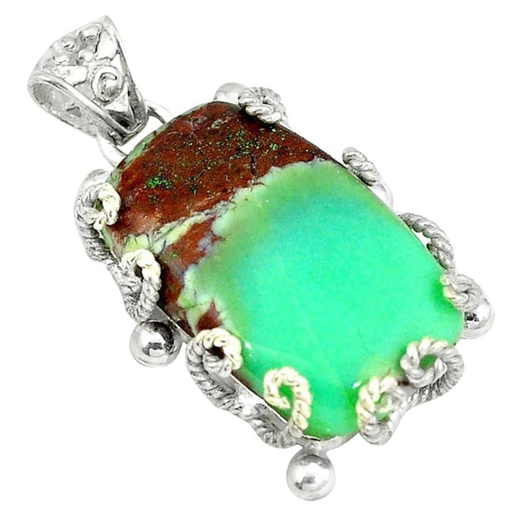 925 sterling silver natural brown boulder chrysoprase pendant jewelry d3960