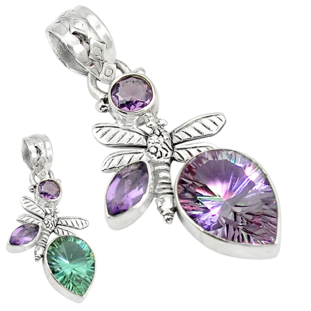 Purple alexandrite (lab) amethyst 925 silver dragonfly pendant jewelry d4039