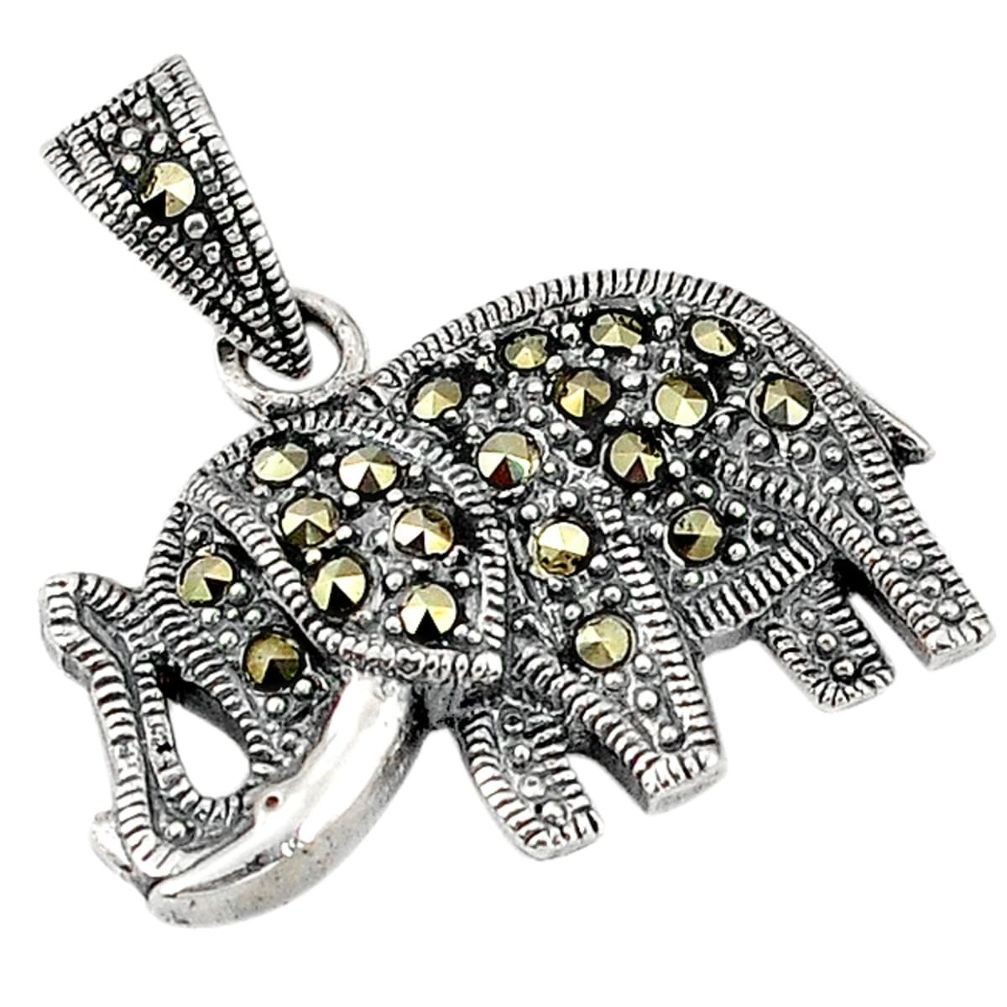 925 sterling silver swiss marcasite elephant pendant jewelry d5151