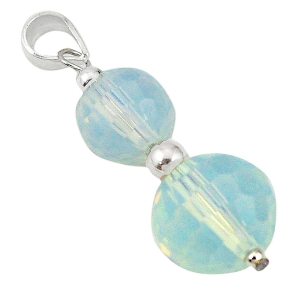 Natural white opalite beads 925 sterling silver pendant jewelry d5196