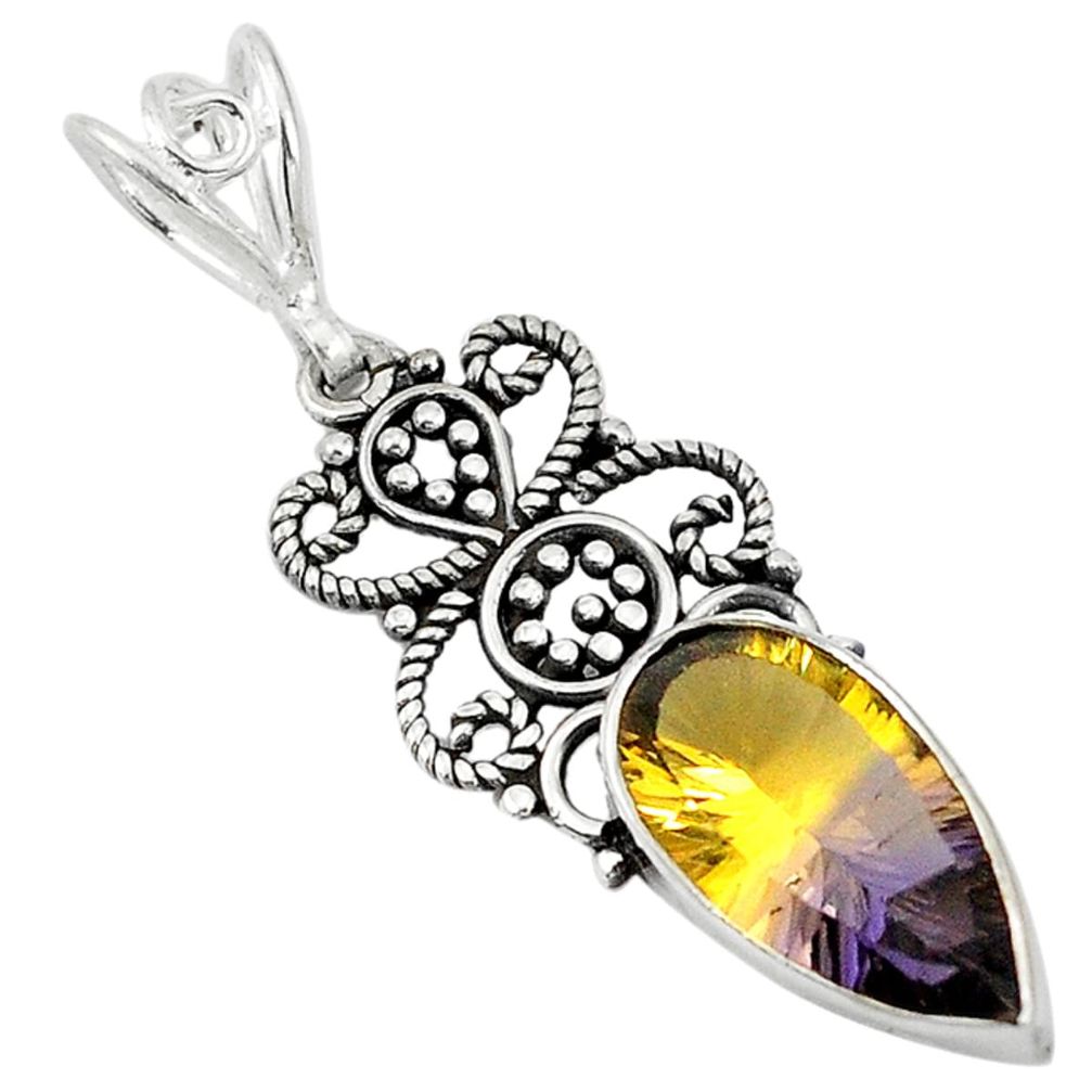 Multi color ametrine (lab) pear 925 sterling silver pendant jewelry d5290