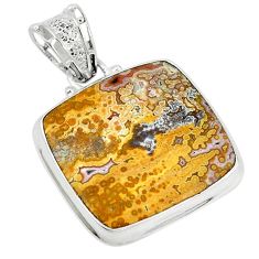 Natural yellow ocean sea jasper (madagascar) 925 silver pendant jewelry d5710