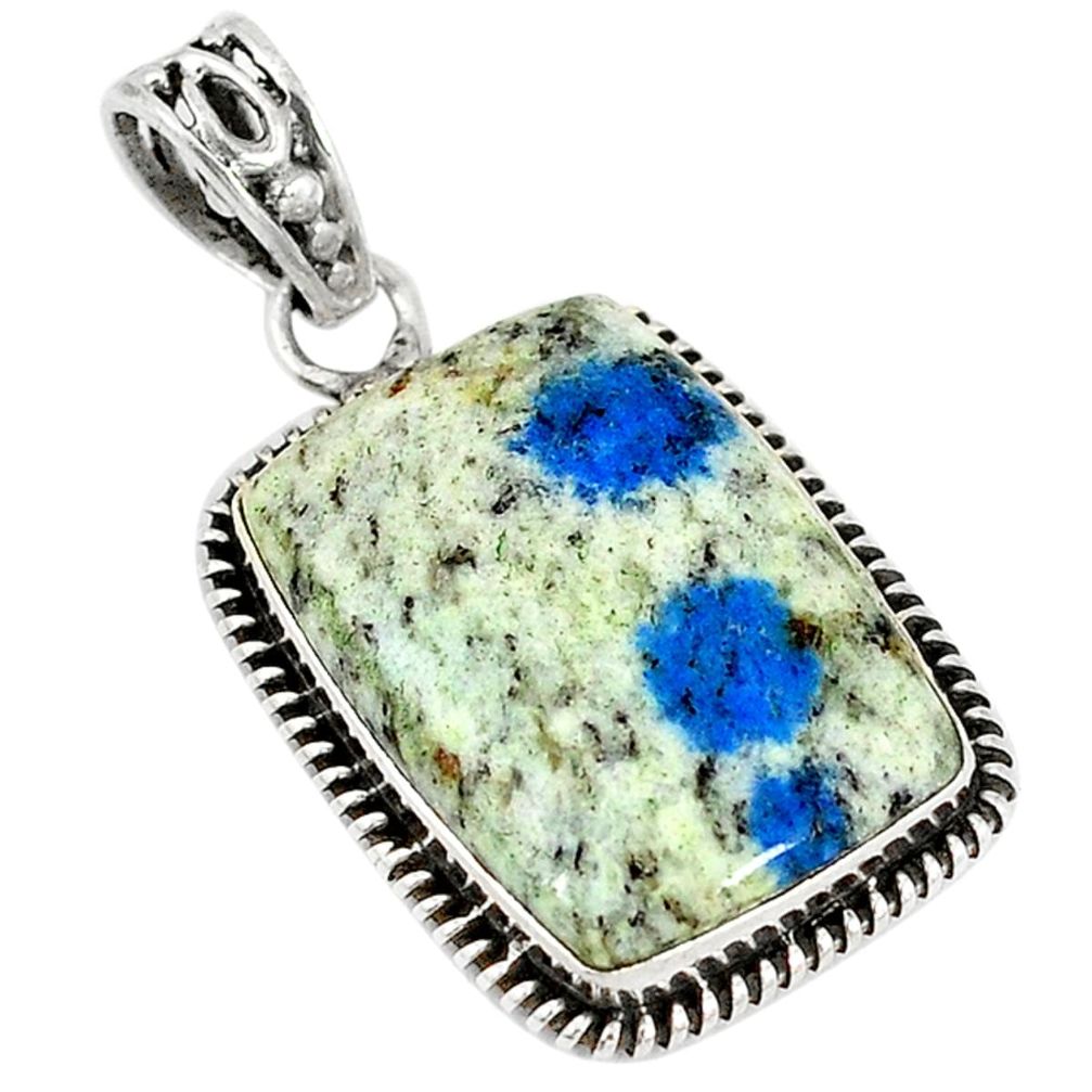 Natural k2 blue (azurite in quartz) 925 sterling silver pendant jewelry d5713