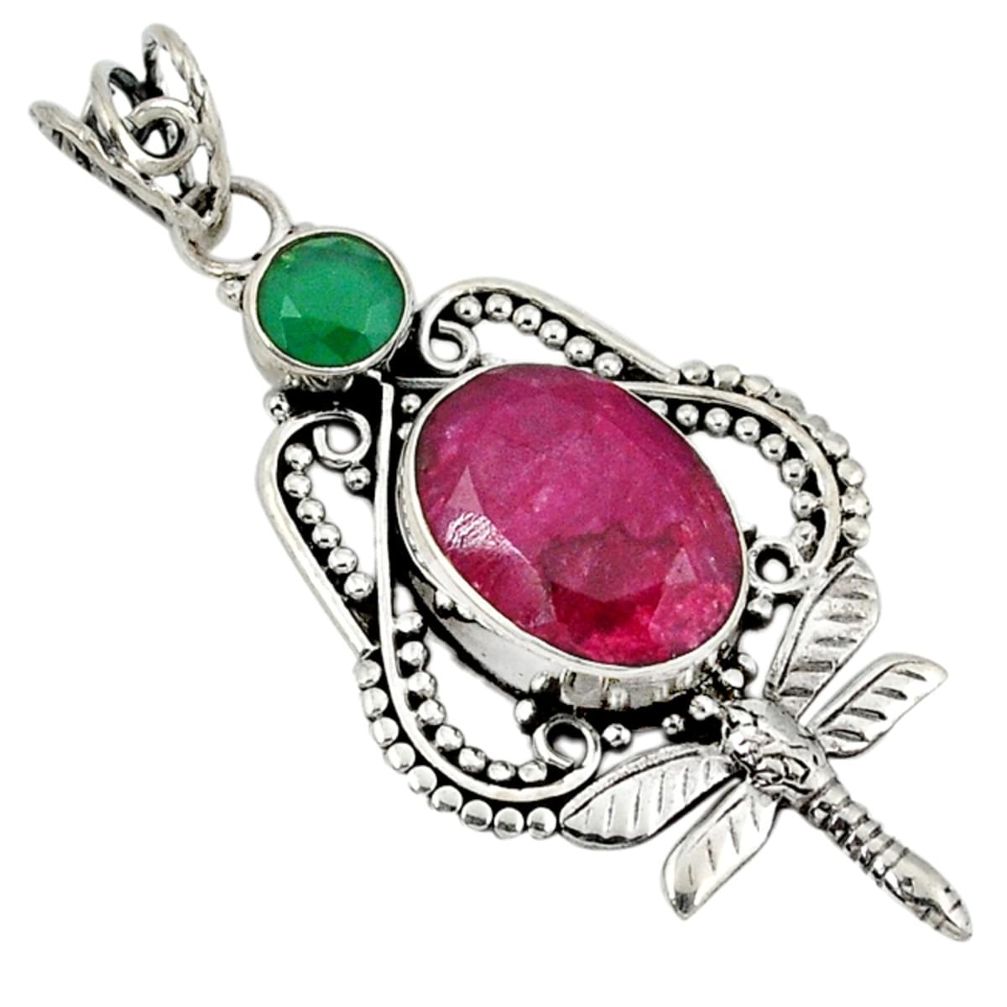uby green emerald quartz dragonfly pendant jewelry d7629